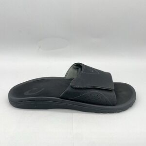 Olukai Mens 12 Nalu Slide Sandals Shoes Black Slip on Beach Water Casual Comfort